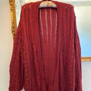 Zara Deep Red Knit Cardigan